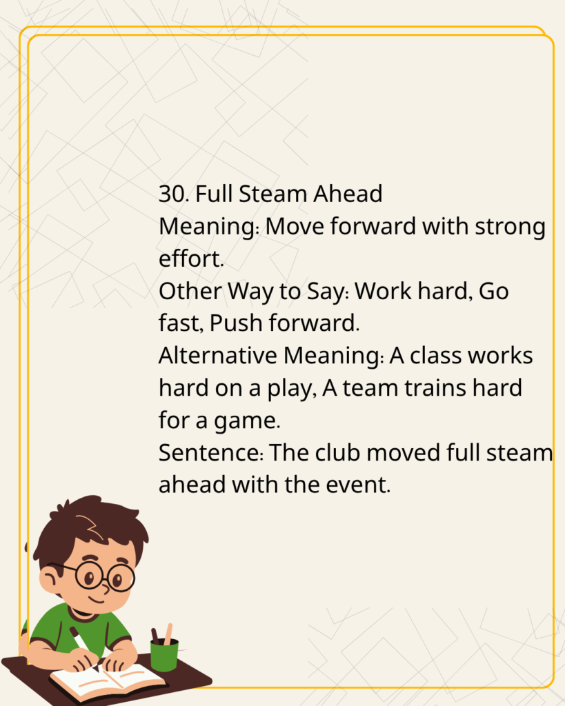 Full Steam Ahead
Meaning